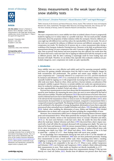 Stress measurements in the weak layer during snow 